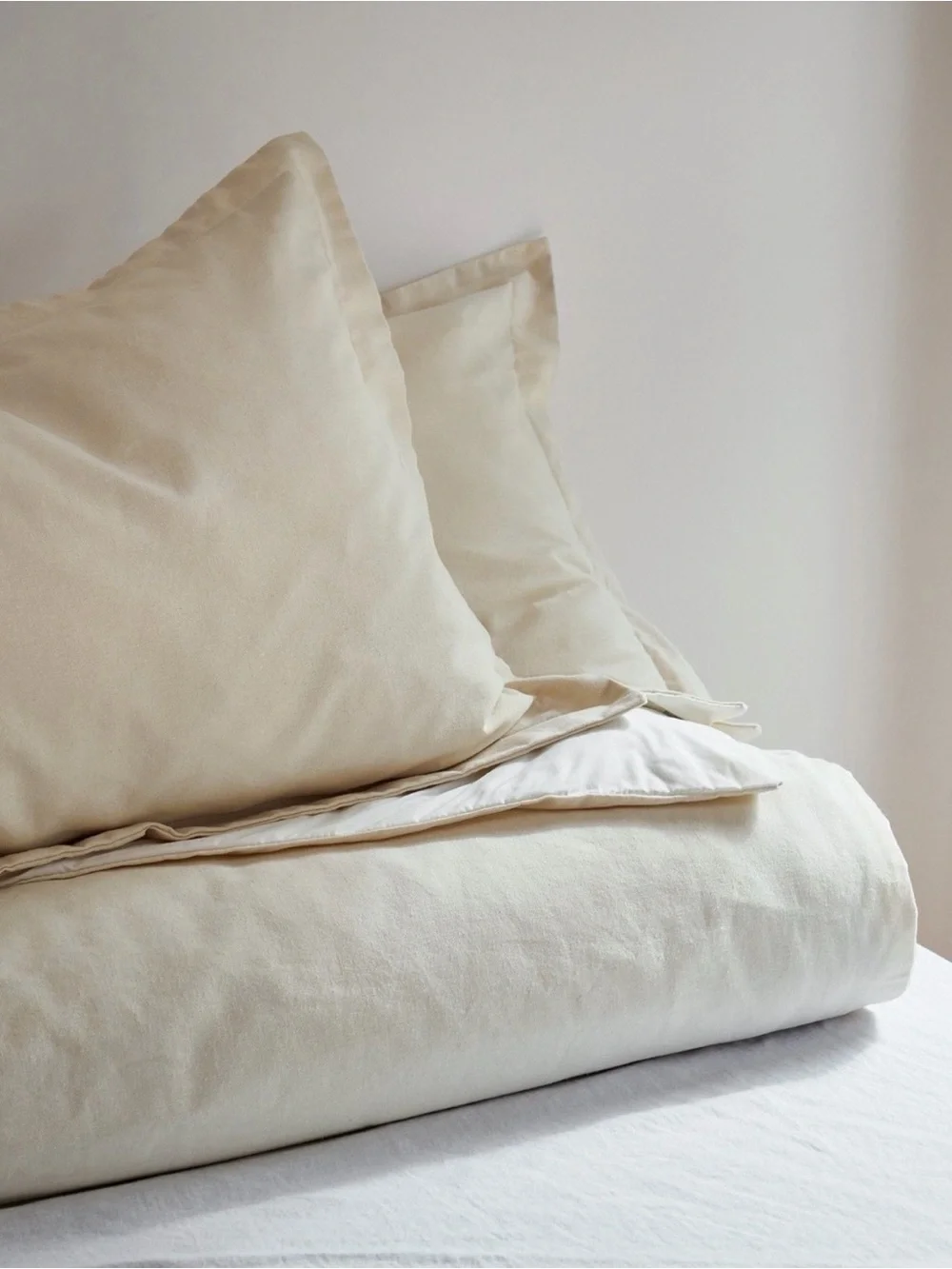 Neutral Cotton Duvet Cover Set in Beige - Soft Home Bedding